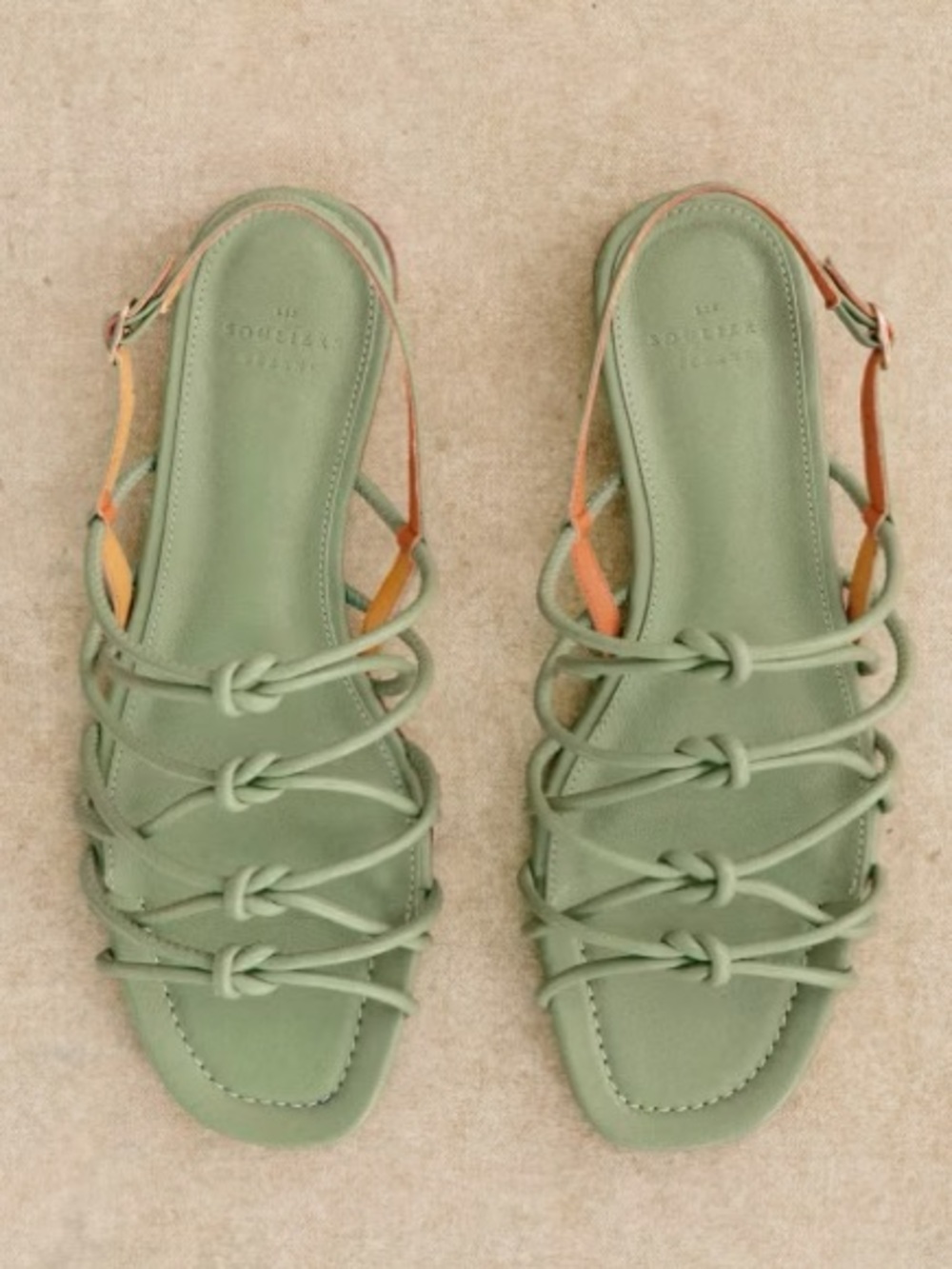 Sézane Elsie Low Sandals in Glazed Almond Green - Picture 4 of 13